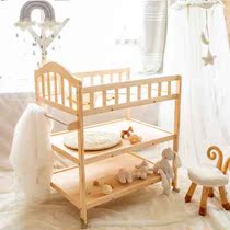 Overall solid wood pine wood baby diaper table neonatal care desk touch containing crib removable with wheels