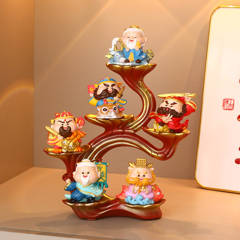 国潮六方小神仙招财摆件办公室客厅电视柜工位装饰品乔迁送人礼物,淘宝优惠券,粉丝福利购,淘宝优惠卷