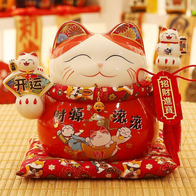 陶瓷招财猫摆件自动摇手店铺收银台前台家居客厅装饰发财猫存钱罐,淘宝优惠券,粉丝福利购,淘宝优惠卷