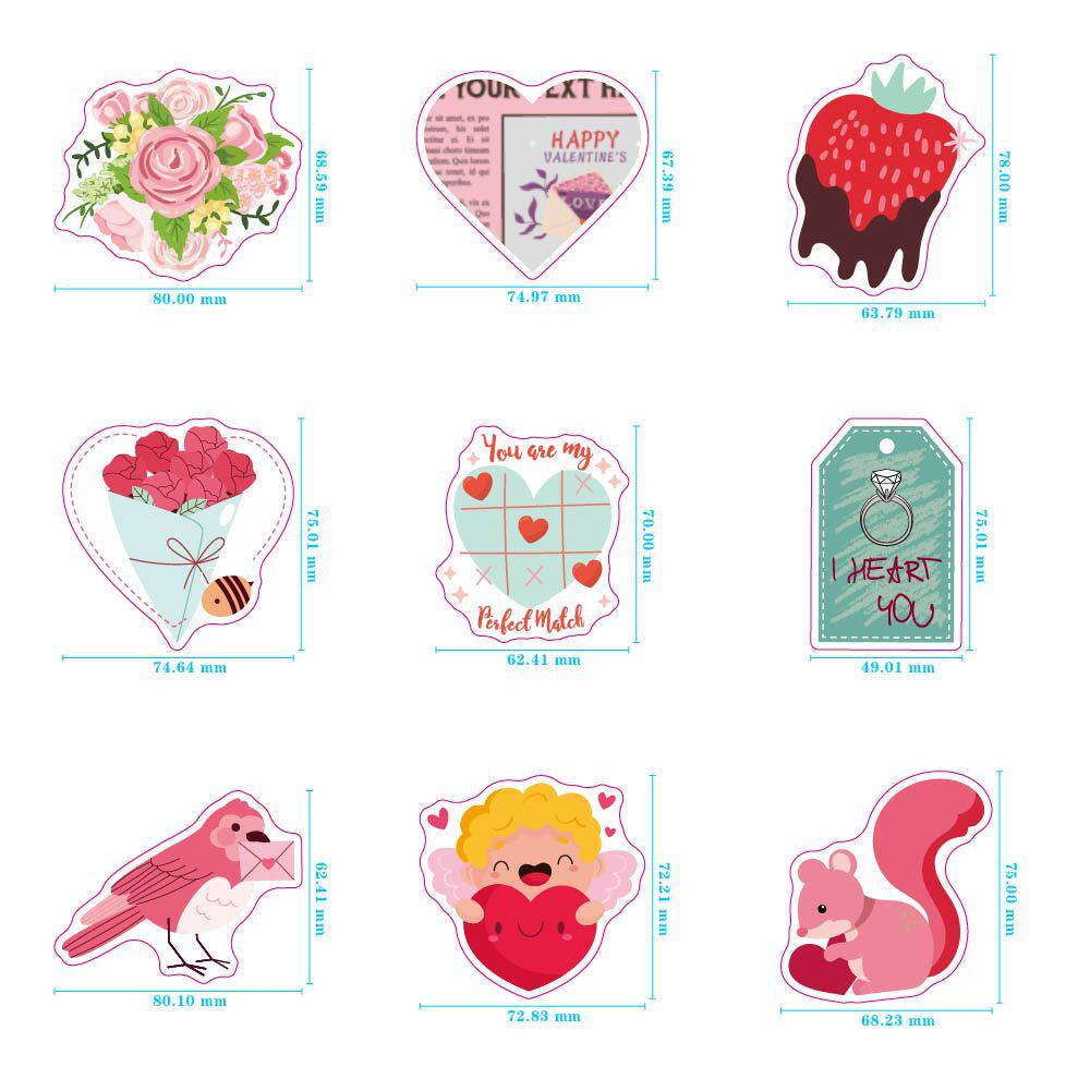 100枚卡通情人节婚礼结婚涂鸦红色爱心贴纸汽车手机壳笔记本电脑机箱桌面手机壳电动车行李箱玻璃门个性创意