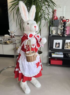 客厅摆件落地公仔模型站立大兔子落地橱窗装饰毛绒玩偶照相摄影
