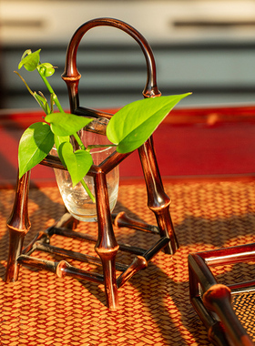 入选国礼的筇竹艺术小花架摆件