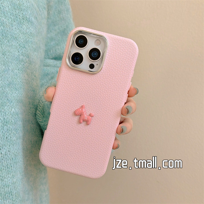 jze 高级感纯色荔枝纹立体小金马适用苹果17ProMax手机壳iphone15新款16pro女款13简约15pro超火14防摔保护套,淘宝优惠券,粉丝福利购,淘宝优惠卷