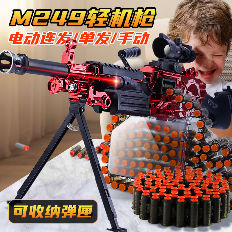 M249软弹枪玩具儿童男孩仿真加特林电动自连发吃鸡全套机关大菠萝-图1