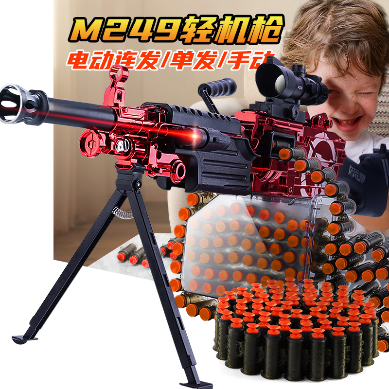 M249软弹枪玩具儿童男孩仿真加特林电动自连发吃鸡全套机关大菠萝-图3