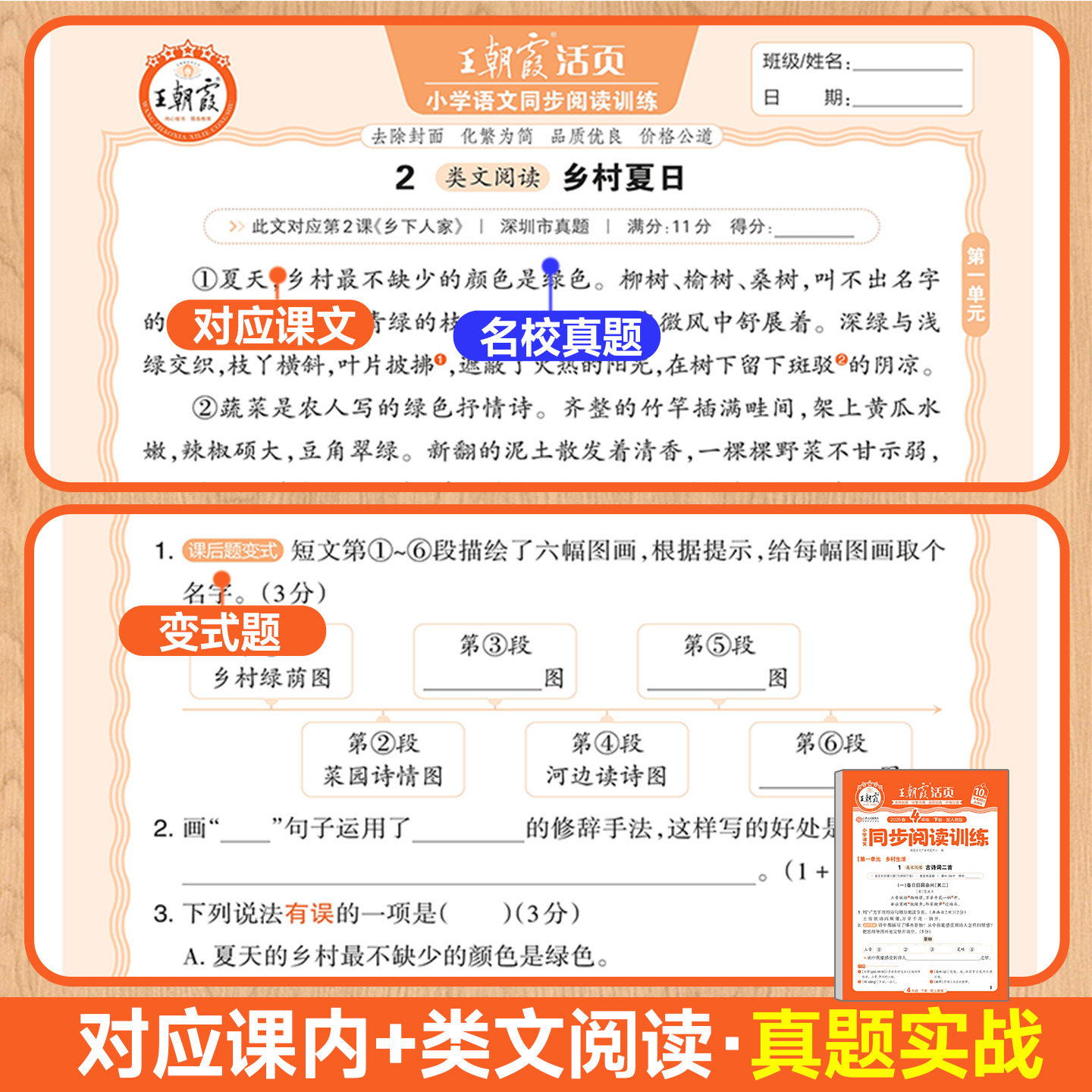 2026版王朝霞活页同步阅读句式训练大全同步字帖三四五六年级上下册小学语文人教版活页默写计算看图写话一二年级专项训练每日一练