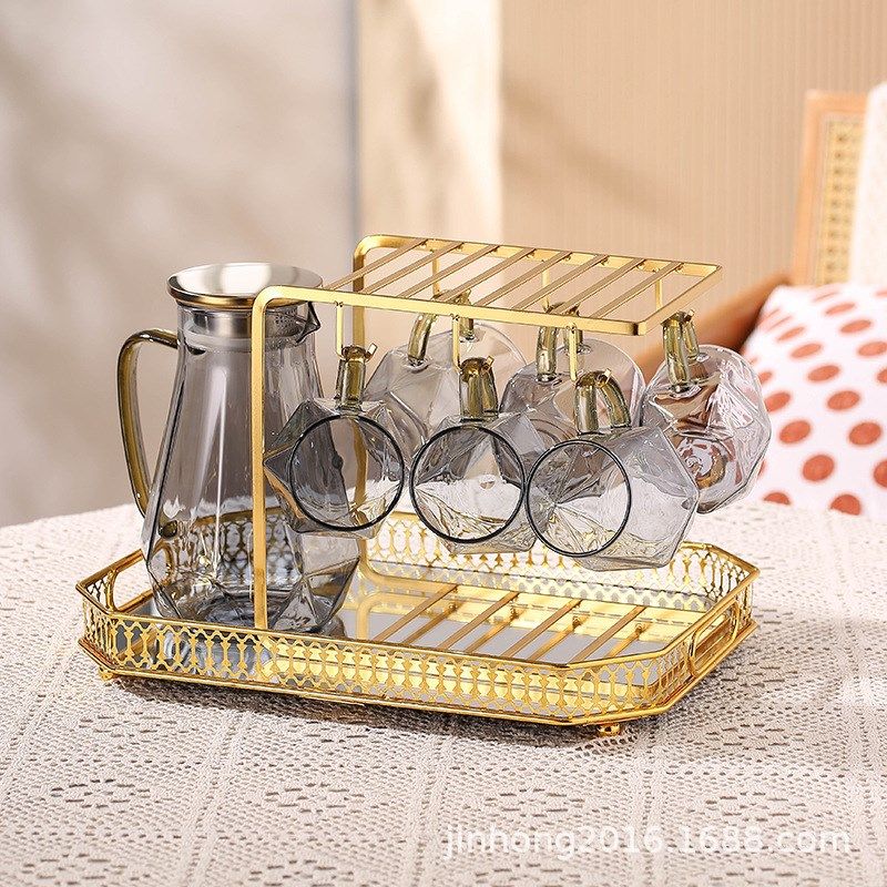 日式铁艺沥水杯架欧式创意轻奢置地水杯倒挂架厨房水具套装收纳架,淘宝优惠券,粉丝福利购,淘宝优惠卷