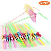 50Pcs Pack Tropicical Umbrella Straws Disposable Juice