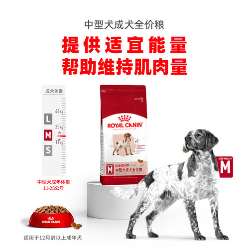【自营】法国皇家中型犬成犬全价粮柴犬法斗通用犬粮主粮M25/15KG - 图0