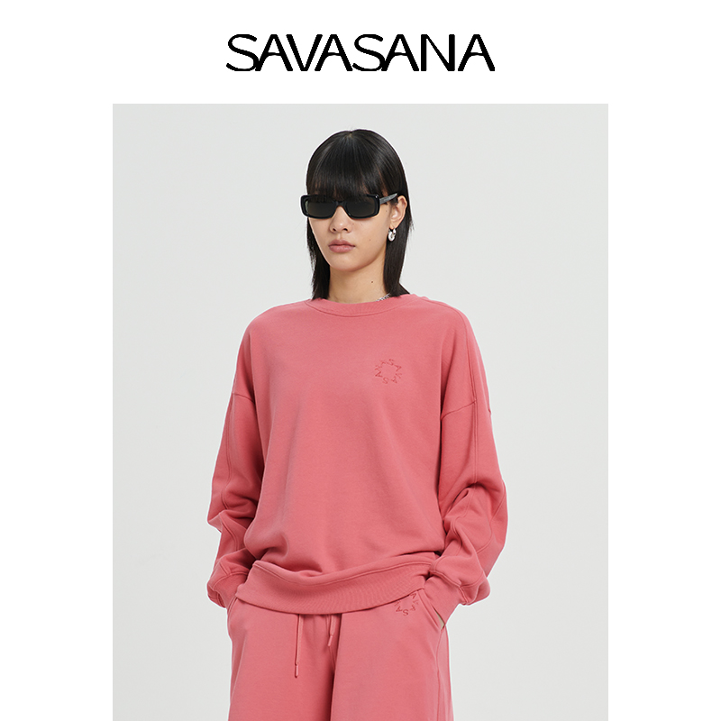 savasana春季十色棉质运动风圆领女卫衣