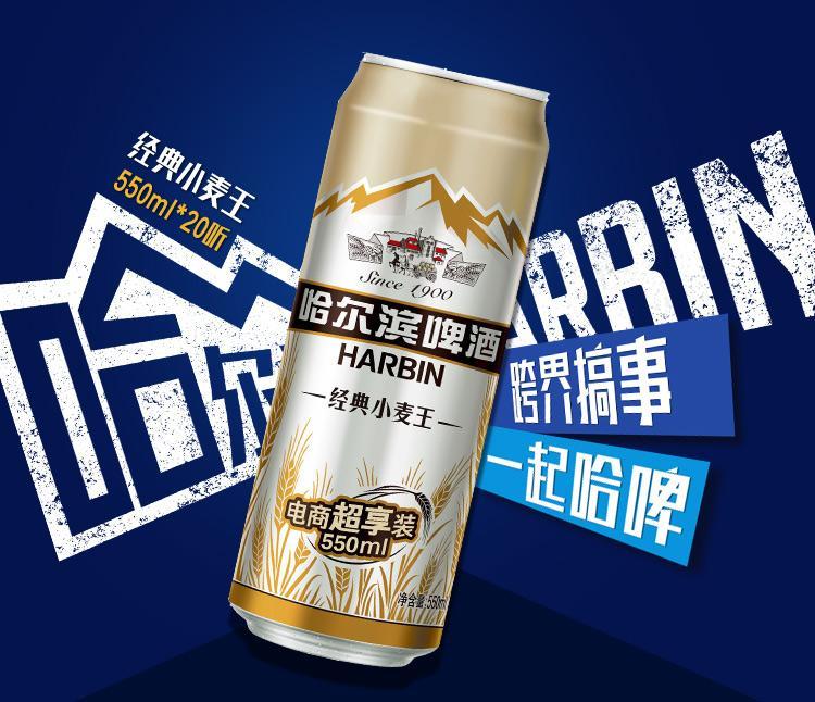 现货 哈尔滨Harbin小麦王啤酒550ml*20听麦香浓郁一起哈啤2箱包邮 - 图2