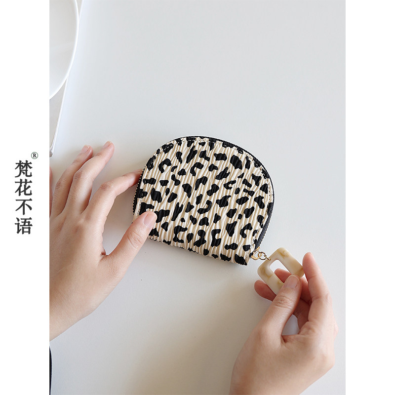 梵花不语精致豹纹卡包一体女零钱包 梵花不语卡包