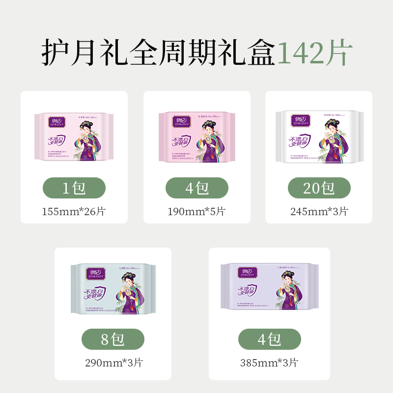 俏妃联名款日夜用组合装卫生巾爱善天使竹纤维医护级姨妈巾礼盒装