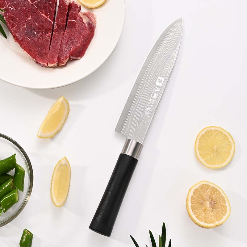 A牌 大马士革纹厨师刀小菜刀厨片刀切西瓜家用切水果多用刀料理刀