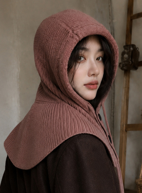 女款巴拉克拉法帽围脖一体防寒