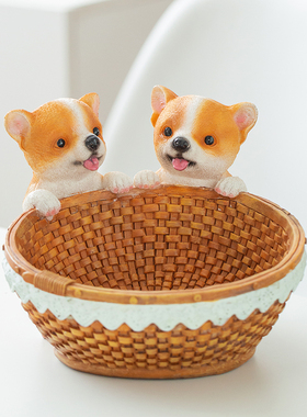 欧式创意狗狗收纳摆件玄关钥匙门口鞋柜摆件家居客厅电视柜装饰品