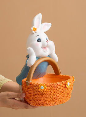 网红兔子树脂收纳摆件
