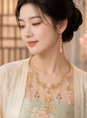 春夏项圈小清新璎珞古风汉服超仙配饰小唐风可爱颈部饰品花朵脖圈