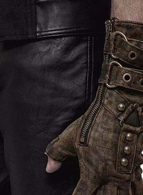 中世纪蒸汽朋克男护臂铆钉皮带扣手套复古护手Medieval Gauntlets