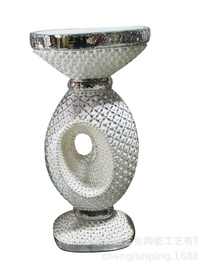 欧式玻璃钢家居镶钻花盆插花花器客厅展厅装饰品摆件落地大花瓶