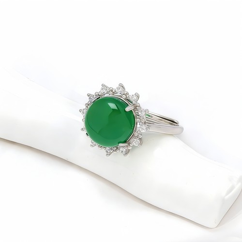 珍珠戒托S925纯银蜜蜡戒指空托女 8-9-10-11-12-13-14-15圆珠圆形 - 图2