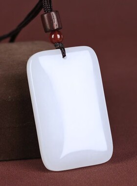 新疆和田羊脂白玉平安无事牌吊坠