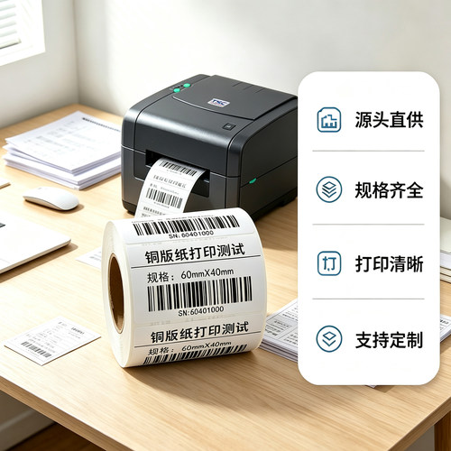 整箱铜版纸不干胶标签纸90 80*60*40 70*50 30 20 10 100x100 150铜板纸热转印条码打印机价格贴纸可定制彩色 - 图0