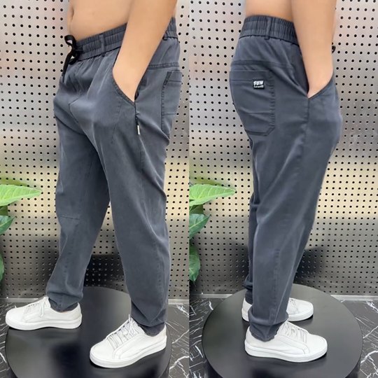 秋季爆款天丝牛仔老爹裤男士宽松简约百搭直筒长裤大码哈伦休闲裤