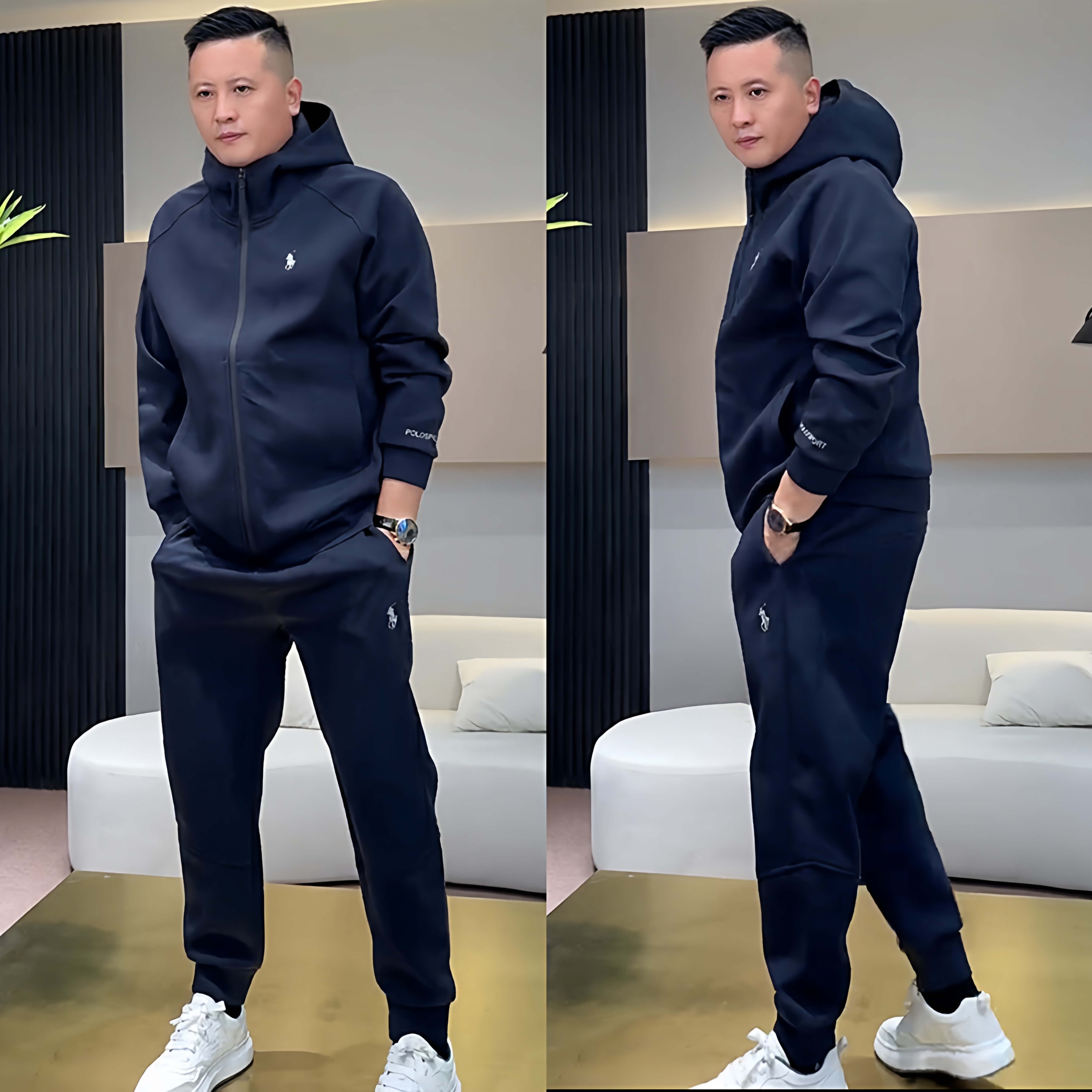 秋季新款简约高级感运动套装男士时尚重磅连帽外套束脚卫裤两件套,淘宝优惠券,粉丝福利购,淘宝优惠卷