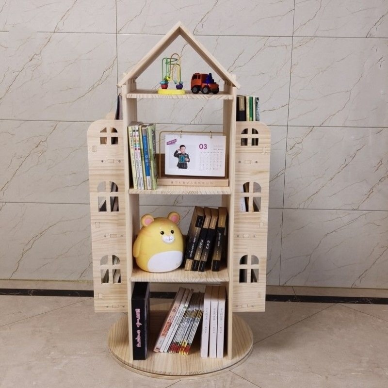 玩具过家家架旋转多层宝宝落地绘本架实木卧室收纳客厅儿童书架,淘宝优惠券,粉丝福利购,淘宝优惠卷