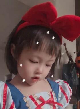 儿童发箍大红色蝴蝶结头饰白雪公主头箍女宝宝发卡女童出游发饰