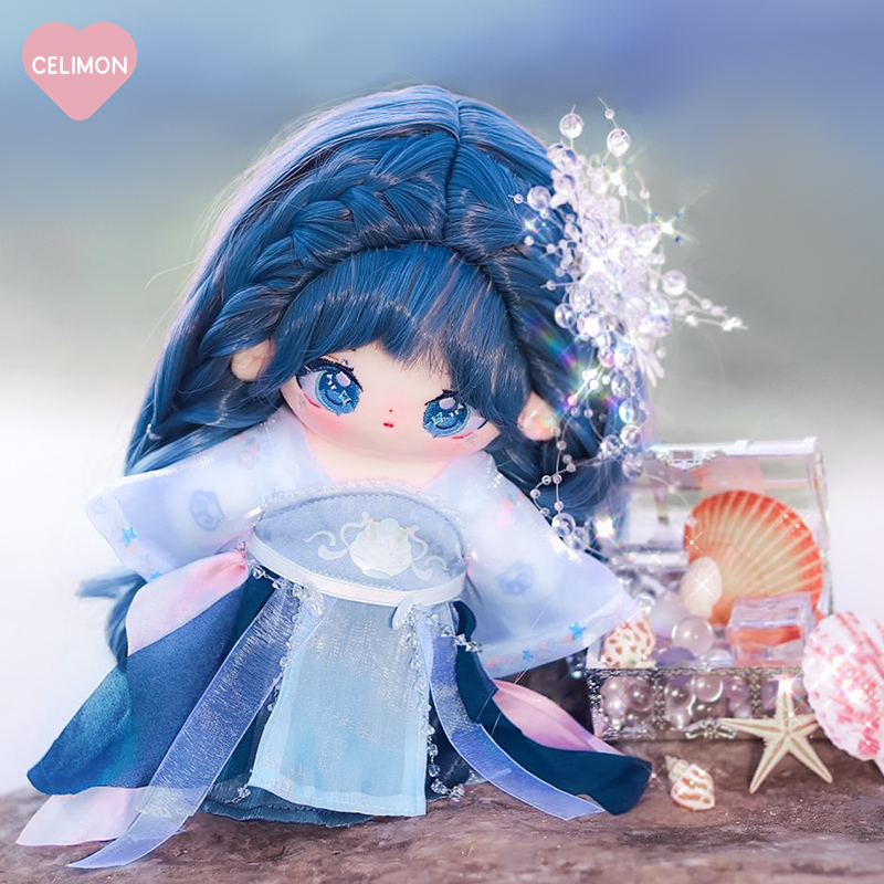 禧乐萌高温丝晴蓝20cm古风骨架棉花娃娃原创正版现货裸娃女娃衣 - 图1