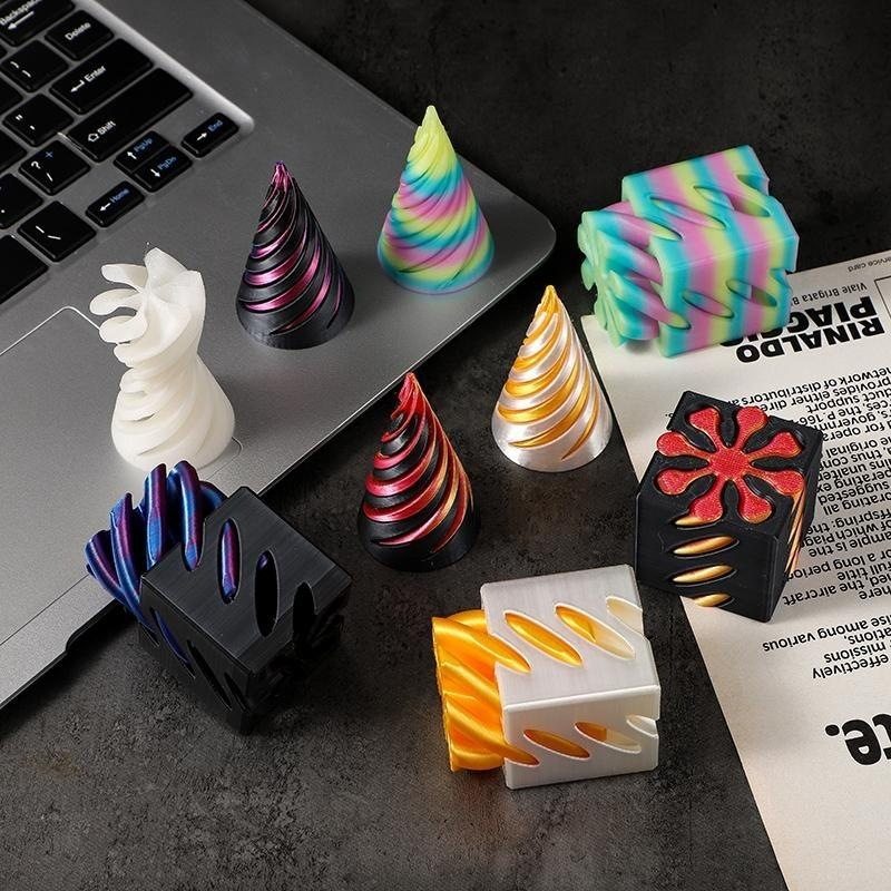 3D打印螺旋锥解压玩具减压神器网红爆款立体伸缩指尖螺旋树玩具 - 图1