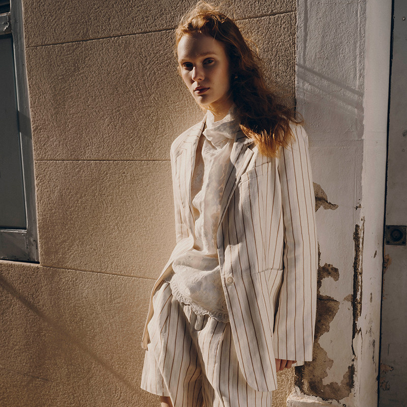 Fabrique 亚麻条纹宽松百慕大短裤 春夏女装新品,淘宝优惠券,粉丝福利购,淘宝优惠卷