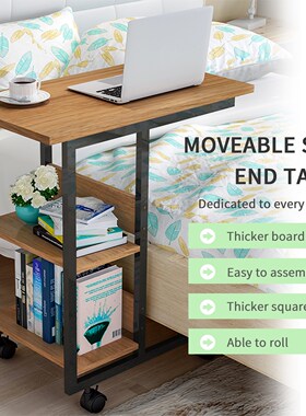 3-Tier Storage Rack Simple Moveable Coffee Side Table Tray f