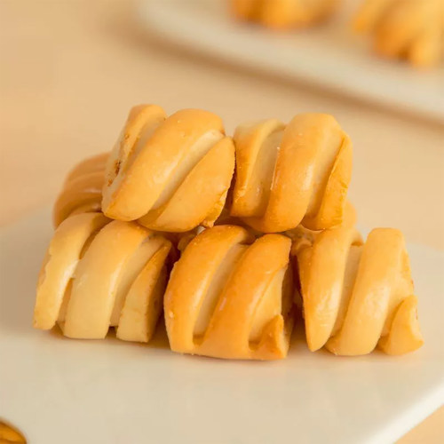 海玉原味纯碱烤花馍花卷500g袋装早餐饱腹非油炸饼干零食山西特产 - 图0