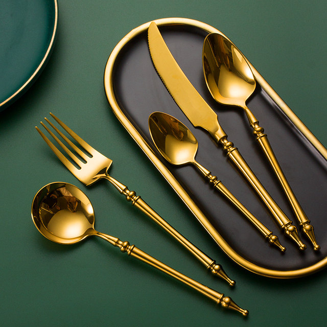 Retro tableware 304 stainless steel knife and fork set crown