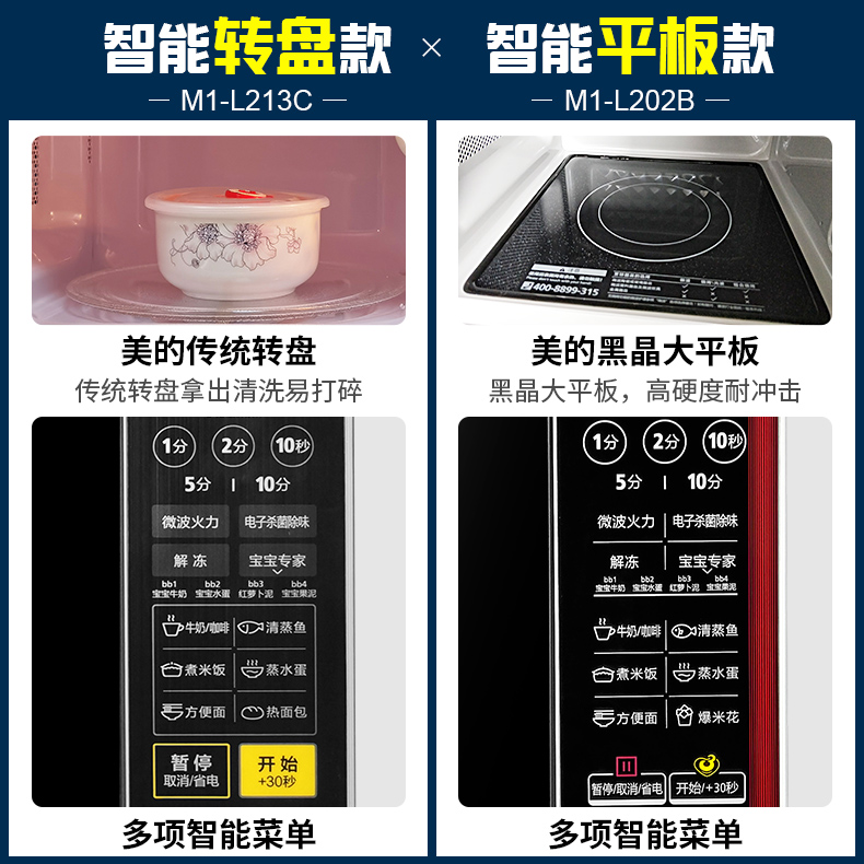 Midea/美的 M1-L213C家用杀菌智能迷你小型多功能转盘一体微波炉 - 图0