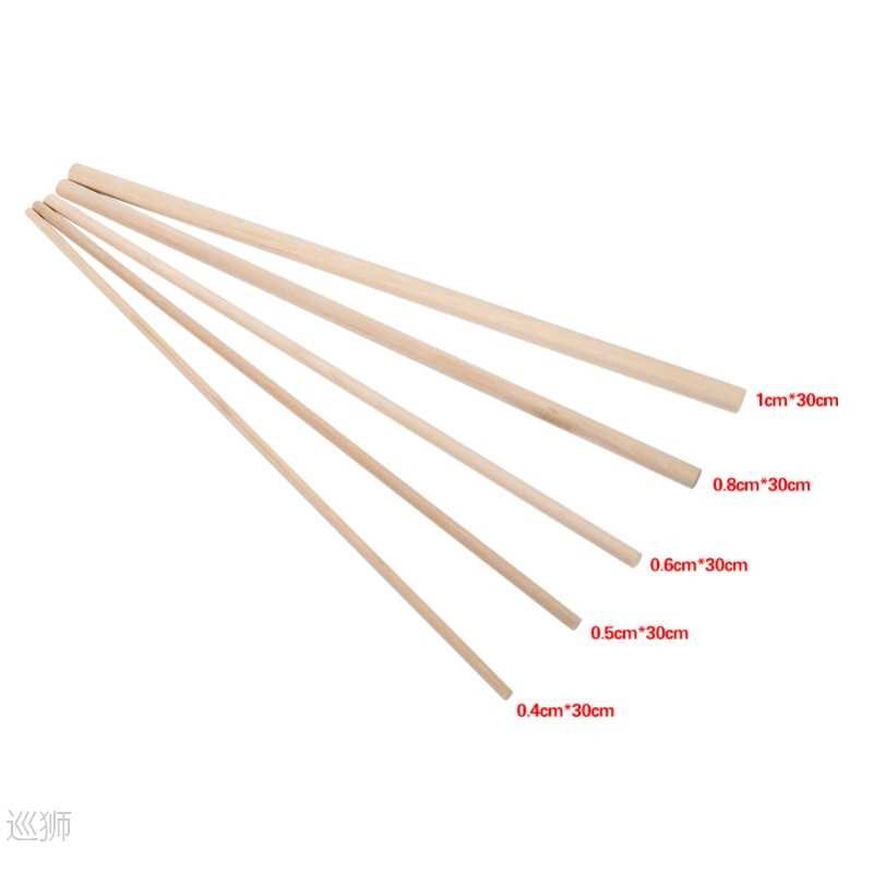 10pcs 30cm Long DIY Wooden Arts Craft Sticks Dowels Pole Rod - 图0