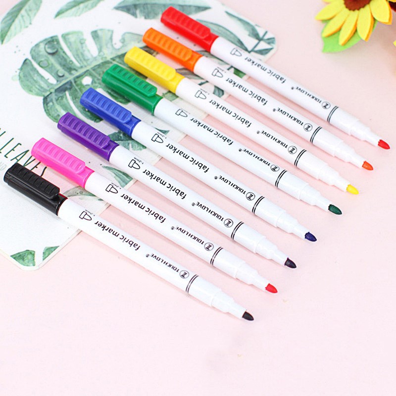 直销8 Pcs/Set Clothes Textile Marker Fabric Paint Pen DIY Cr-图0