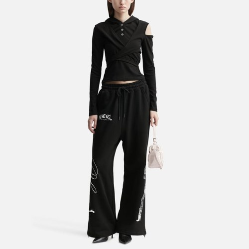 YEEL Strap Hooded Long Sleeve Top Black 长袖T恤女HBX - 图2