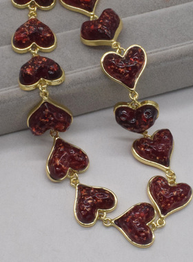 法国CapinKofin时尚中古宫廷风红色爱心宝石项链轻奢气质小众
