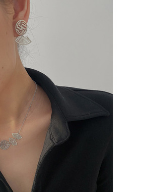 法国capinkofin民族元素摆盘图案锁骨链简约冷淡风耳钉气质百搭