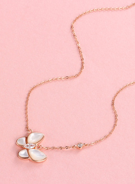 民族国风馆s925银蝴蝶项链butterfly necklace银饰吊坠白贝母锁骨