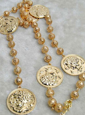 法国capinkofin欧美走秀款巴洛克复古风金属人头像圆牌长款项链