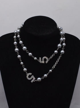 法国CapinKofin复古珍珠小众高级感项链轻奢闪钻5字吊坠潮流毛衣