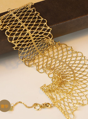 法国CapinKofin金袖口蕾丝手链女镀18K金轻奢重工双边木耳编织可