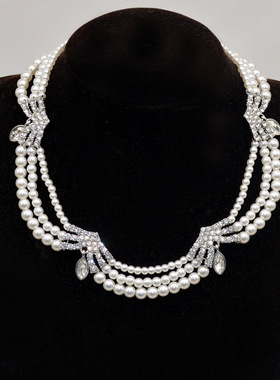 法国CapinKofin法式巴洛克多层珍珠镶钻项链时尚个性轻奢锁骨链