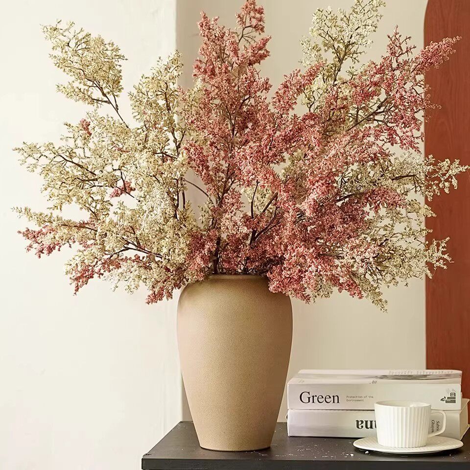 雾凇仿真绿植假花花束摆件侘寂风陶瓷花瓶客厅插花干花花艺装饰花 - 图0