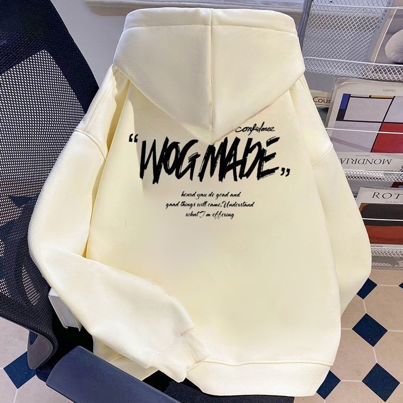 美式潮牌重磅连帽卫衣男女同款秋冬新款加绒宽松百搭情侣外套上衣 - 图3